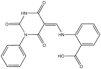 2-{[(2,4,6-trioxo-1-phenyltetrahydro-5(2H)-pyrimidinylidene)methyl]amino}benzoic acid Structure