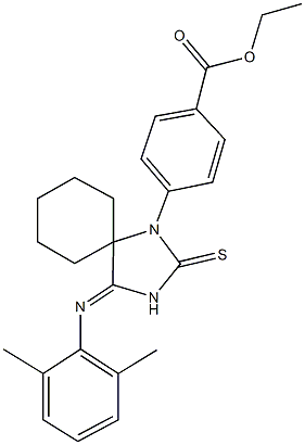 353762-84-2 ethyl 4-{4-[(2,6-dimethylphenyl)imino]-2-thioxo-1,3-diazaspiro[4.5]dec-1-yl}benzoate