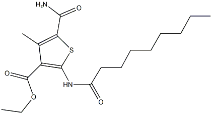 ethyl 5-(aminocarbonyl)-4-methyl-2-(nonanoylamino)-3-thiophenecarboxylate 化学構造式