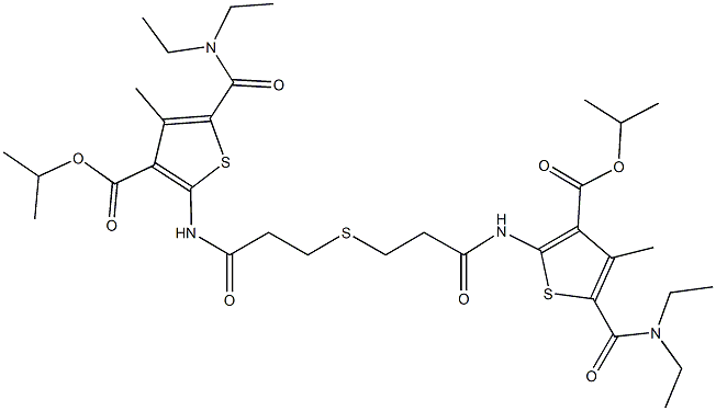 353765-08-9 isopropyl 5-[(diethylamino)carbonyl]-2-({3-[(3-{[5-[(diethylamino)carbonyl]-3-(isopropoxycarbonyl)-4-methyl-2-thienyl]amino}-3-oxopropyl)sulfanyl]propanoyl}amino)-4-methyl-3-thiophenecarboxylate