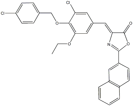 4-{3-chloro-4-[(4-chlorobenzyl)oxy]-5-ethoxybenzylidene}-2-(2-naphthyl)-1,3-oxazol-5(4H)-one,353765-22-7,结构式