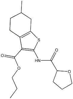 propyl 6-methyl-2-[(tetrahydro-2-furanylcarbonyl)amino]-4,5,6,7-tetrahydro-1-benzothiophene-3-carboxylate 结构式