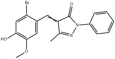 4-(2-bromo-4-hydroxy-5-methoxybenzylidene)-5-methyl-2-phenyl-2,4-dihydro-3H-pyrazol-3-one Struktur