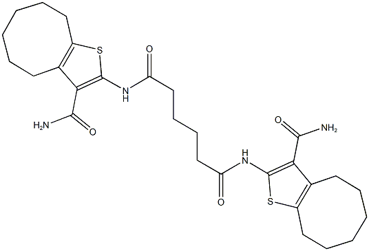 N~1~,N~6~-bis[3-(aminocarbonyl)-4,5,6,7,8,9-hexahydrocycloocta[b]thien-2-yl]hexanediamide Structure