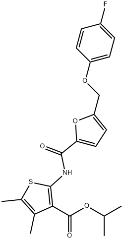 isopropyl 2-({5-[(4-fluorophenoxy)methyl]-2-furoyl}amino)-4,5-dimethyl-3-thiophenecarboxylate 结构式
