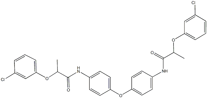 2-(3-chlorophenoxy)-N-[4-(4-{[2-(3-chlorophenoxy)propanoyl]amino}phenoxy)phenyl]propanamide 化学構造式