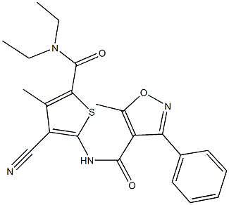 N-{3-cyano-5-[(diethylamino)carbonyl]-4-methyl-2-thienyl}-5-methyl-3-phenyl-4-isoxazolecarboxamide,353766-45-7,结构式