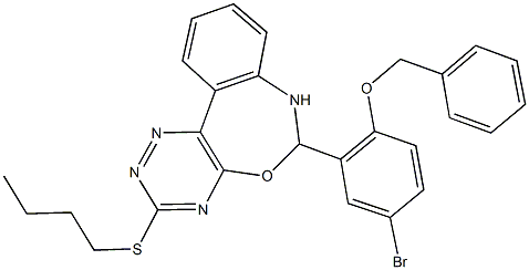 6-[2-(benzyloxy)-5-bromophenyl]-3-(butylsulfanyl)-6,7-dihydro[1,2,4]triazino[5,6-d][3,1]benzoxazepine 化学構造式