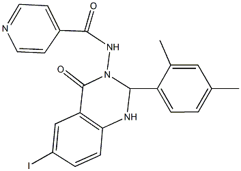 N-(2-(2,4-dimethylphenyl)-6-iodo-4-oxo-1,4-dihydro-3(2H)-quinazolinyl)isonicotinamide Struktur