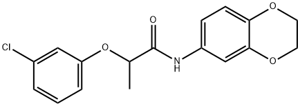 2-(3-chlorophenoxy)-N-(2,3-dihydro-1,4-benzodioxin-6-yl)propanamide,353767-58-5,结构式