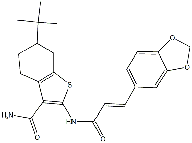 2-{[3-(1,3-benzodioxol-5-yl)acryloyl]amino}-6-tert-butyl-4,5,6,7-tetrahydro-1-benzothiophene-3-carboxamide|