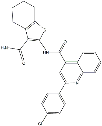 N-[3-(aminocarbonyl)-4,5,6,7-tetrahydro-1-benzothien-2-yl]-2-(4-chlorophenyl)-4-quinolinecarboxamide Structure