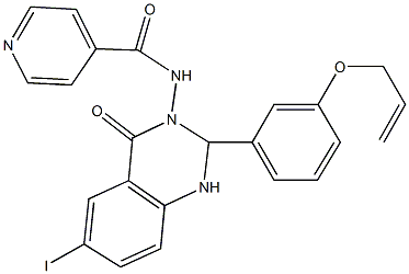 N-(2-[3-(allyloxy)phenyl]-6-iodo-4-oxo-1,4-dihydro-3(2H)-quinazolinyl)isonicotinamide Structure