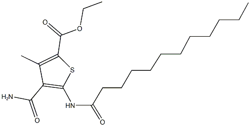ethyl 4-(aminocarbonyl)-5-(dodecanoylamino)-3-methyl-2-thiophenecarboxylate Struktur