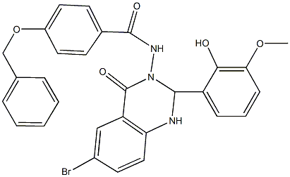 4-(benzyloxy)-N-(6-bromo-2-(2-hydroxy-3-methoxyphenyl)-4-oxo-1,4-dihydro-3(2H)-quinazolinyl)benzamide 化学構造式