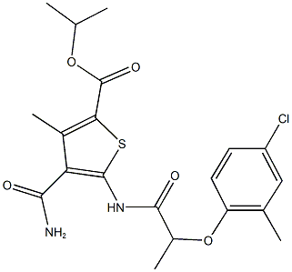 isopropyl 4-(aminocarbonyl)-5-{[2-(4-chloro-2-methylphenoxy)propanoyl]amino}-3-methyl-2-thiophenecarboxylate,353769-05-8,结构式