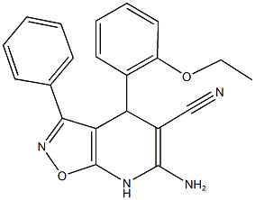 6-amino-4-(2-ethoxyphenyl)-3-phenyl-4,7-dihydroisoxazolo[5,4-b]pyridine-5-carbonitrile 结构式