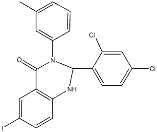 2-(2,4-dichlorophenyl)-6-iodo-3-(3-methylphenyl)-2,3-dihydro-4(1H)-quinazolinone Structure