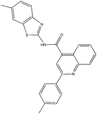 N-(6-methyl-1,3-benzothiazol-2-yl)-2-(4-methylphenyl)-4-quinolinecarboxamide 化学構造式