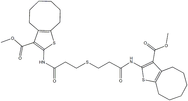 methyl 2-({3-[(3-{[3-(methoxycarbonyl)-4,5,6,7,8,9-hexahydrocycloocta[b]thien-2-yl]amino}-3-oxopropyl)sulfanyl]propanoyl}amino)-4,5,6,7,8,9-hexahydrocycloocta[b]thiophene-3-carboxylate Struktur