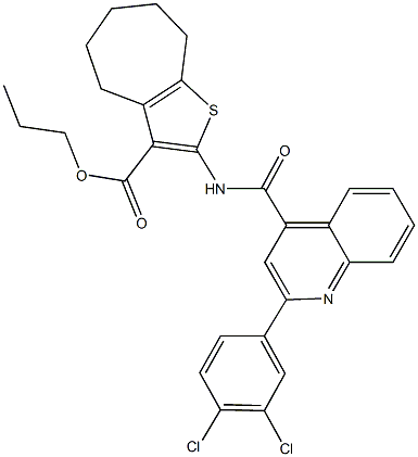 353770-06-6 propyl 2-({[2-(3,4-dichlorophenyl)-4-quinolinyl]carbonyl}amino)-5,6,7,8-tetrahydro-4H-cyclohepta[b]thiophene-3-carboxylate