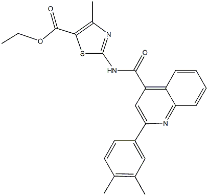ethyl 2-({[2-(3,4-dimethylphenyl)-4-quinolinyl]carbonyl}amino)-4-methyl-1,3-thiazole-5-carboxylate Structure