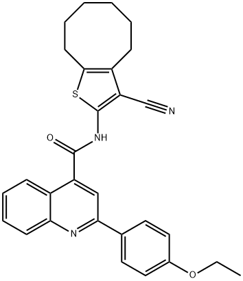 N-(3-cyano-4,5,6,7,8,9-hexahydrocycloocta[b]thiophen-2-yl)-2-(4-ethoxyphenyl)-4-quinolinecarboxamide 化学構造式