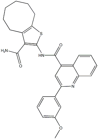 N-[3-(aminocarbonyl)-4,5,6,7,8,9-hexahydrocycloocta[b]thien-2-yl]-2-(3-methoxyphenyl)-4-quinolinecarboxamide Structure