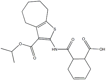 6-({[3-(isopropoxycarbonyl)-5,6,7,8-tetrahydro-4H-cyclohepta[b]thien-2-yl]amino}carbonyl)-3-cyclohexene-1-carboxylic acid 结构式