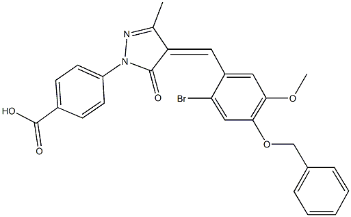 4-{4-[4-(benzyloxy)-2-bromo-5-methoxybenzylidene]-3-methyl-5-oxo-4,5-dihydro-1H-pyrazol-1-yl}benzoic acid Structure