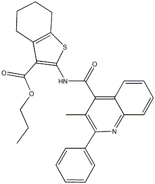 propyl 2-{[(3-methyl-2-phenyl-4-quinolinyl)carbonyl]amino}-4,5,6,7-tetrahydro-1-benzothiophene-3-carboxylate Structure