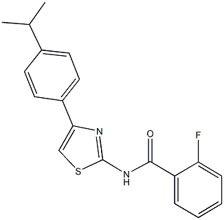 2-fluoro-N-[4-(4-isopropylphenyl)-1,3-thiazol-2-yl]benzamide Struktur