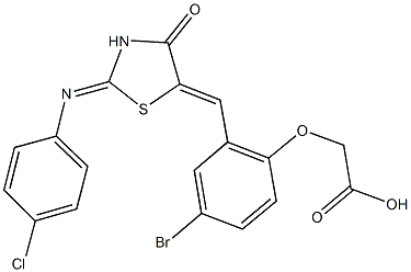 [4-bromo-2-({2-[(4-chlorophenyl)imino]-4-oxo-1,3-thiazolidin-5-ylidene}methyl)phenoxy]acetic acid,353771-45-6,结构式