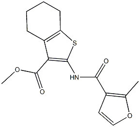 methyl 2-[(2-methyl-3-furoyl)amino]-4,5,6,7-tetrahydro-1-benzothiophene-3-carboxylate Struktur