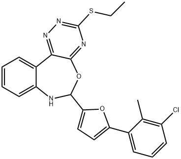 6-[5-(3-chloro-2-methylphenyl)-2-furyl]-3-(ethylsulfanyl)-6,7-dihydro[1,2,4]triazino[5,6-d][3,1]benzoxazepine,353772-00-6,结构式