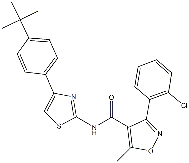 N-[4-(4-tert-butylphenyl)-1,3-thiazol-2-yl]-3-(2-chlorophenyl)-5-methyl-4-isoxazolecarboxamide,353772-88-0,结构式