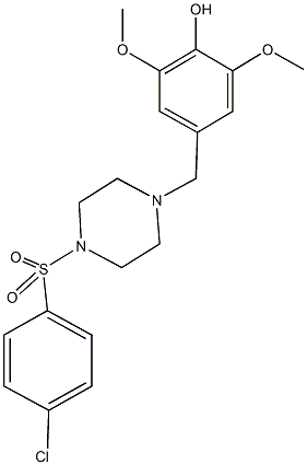 4-({4-[(4-chlorophenyl)sulfonyl]-1-piperazinyl}methyl)-2,6-dimethoxyphenol 结构式