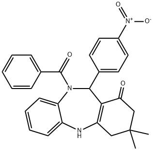 10-benzoyl-11-{4-nitrophenyl}-3,3-dimethyl-2,3,4,5,10,11-hexahydro-1H-dibenzo[b,e][1,4]diazepin-1-one Structure