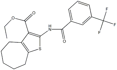 ethyl 2-{[3-(trifluoromethyl)benzoyl]amino}-5,6,7,8-tetrahydro-4H-cyclohepta[b]thiophene-3-carboxylate Struktur