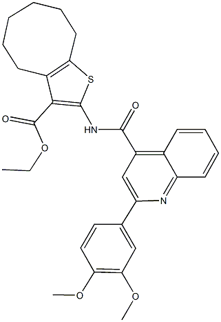 ethyl 2-({[2-(3,4-dimethoxyphenyl)-4-quinolinyl]carbonyl}amino)-4,5,6,7,8,9-hexahydrocycloocta[b]thiophene-3-carboxylate Struktur