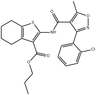 propyl 2-({[3-(2-chlorophenyl)-5-methyl-4-isoxazolyl]carbonyl}amino)-4,5,6,7-tetrahydro-1-benzothiophene-3-carboxylate 结构式