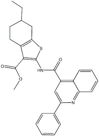 methyl 6-ethyl-2-{[(2-phenyl-4-quinolinyl)carbonyl]amino}-4,5,6,7-tetrahydro-1-benzothiophene-3-carboxylate Structure
