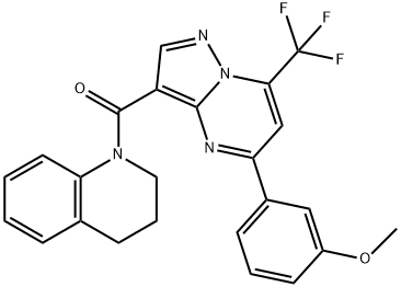 1-{[5-(3-methoxyphenyl)-7-(trifluoromethyl)pyrazolo[1,5-a]pyrimidin-3-yl]carbonyl}-1,2,3,4-tetrahydroquinoline 化学構造式