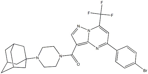 3-{[4-(1-adamantyl)-1-piperazinyl]carbonyl}-5-(4-bromophenyl)-7-(trifluoromethyl)pyrazolo[1,5-a]pyrimidine,353775-56-1,结构式