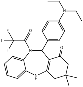 11-[4-(diethylamino)phenyl]-3,3-dimethyl-10-(trifluoroacetyl)-2,3,4,5,10,11-hexahydro-1H-dibenzo[b,e][1,4]diazepin-1-one Structure