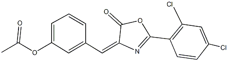 3-[(2-(2,4-dichlorophenyl)-5-oxo-1,3-oxazol-4(5H)-ylidene)methyl]phenyl acetate Struktur