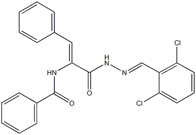 N-(1-{[2-(2,6-dichlorobenzylidene)hydrazino]carbonyl}-2-phenylvinyl)benzamide 化学構造式