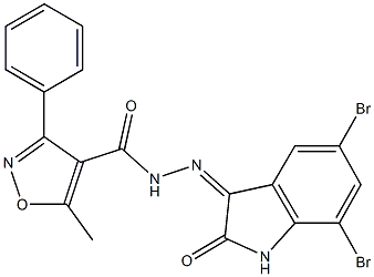 N'-(5,7-dibromo-2-oxo-1,2-dihydro-3H-indol-3-ylidene)-5-methyl-3-phenyl-4-isoxazolecarbohydrazide Structure