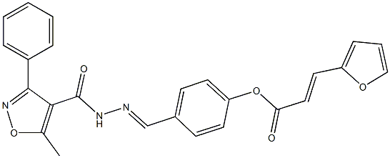 4-{2-[(5-methyl-3-phenyl-4-isoxazolyl)carbonyl]carbohydrazonoyl}phenyl 3-(2-furyl)acrylate Struktur