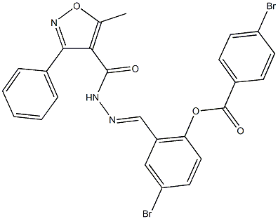 4-bromo-2-{2-[(5-methyl-3-phenyl-4-isoxazolyl)carbonyl]carbohydrazonoyl}phenyl 4-bromobenzoate Structure